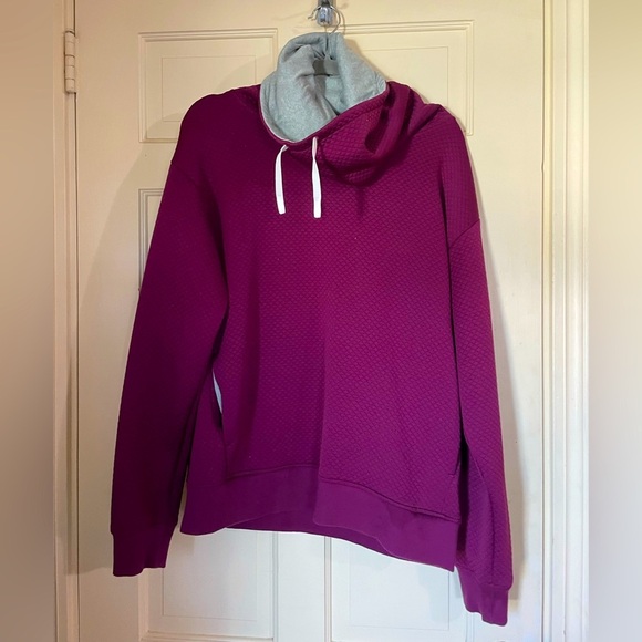 Under Armor Pullover Hoodie Burgundy/Gray Size Large High Neck Active wear - Picture 9 of 10
